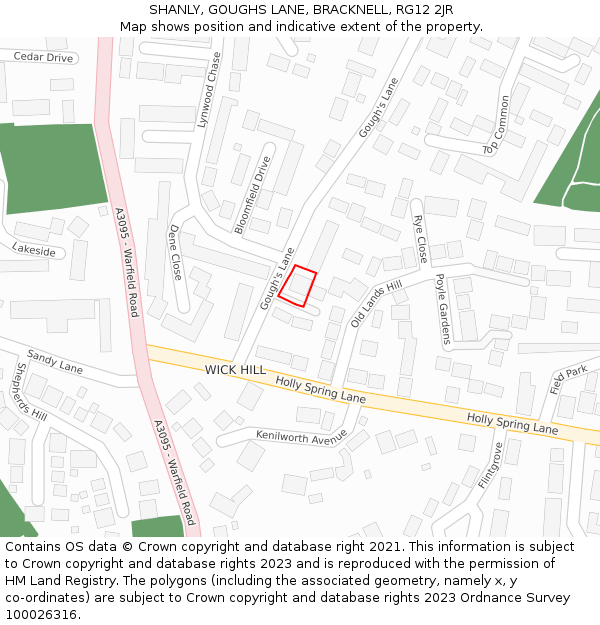 SHANLY, GOUGHS LANE, BRACKNELL, RG12 2JR: Location map and indicative extent of plot