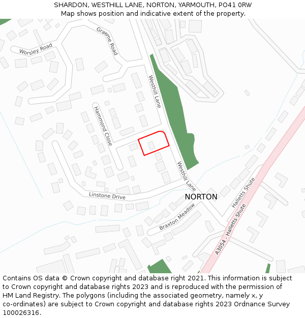 SHARDON, WESTHILL LANE, NORTON, YARMOUTH, PO41 0RW: Location map and indicative extent of plot