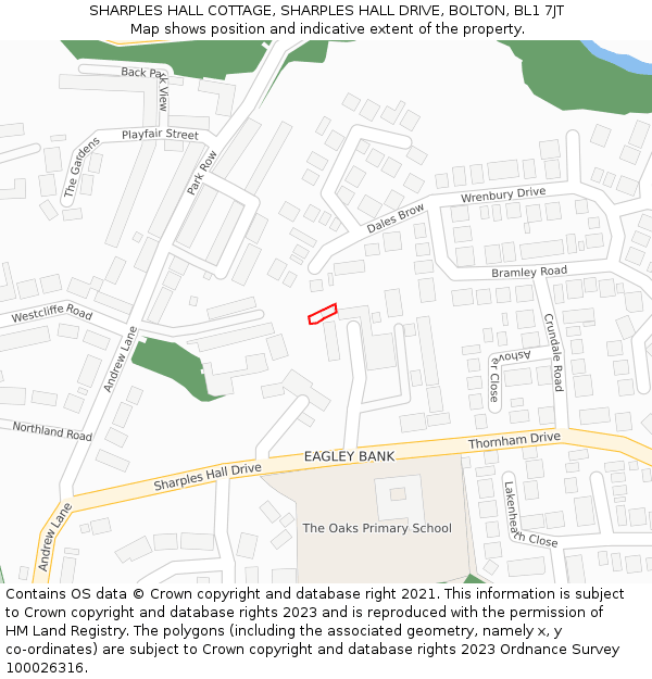 SHARPLES HALL COTTAGE, SHARPLES HALL DRIVE, BOLTON, BL1 7JT: Location map and indicative extent of plot