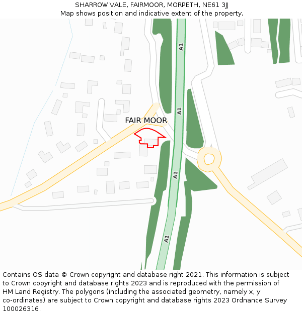 SHARROW VALE, FAIRMOOR, MORPETH, NE61 3JJ: Location map and indicative extent of plot