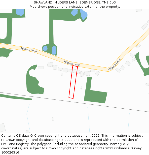 SHAWLAND, HILDERS LANE, EDENBRIDGE, TN8 6LG: Location map and indicative extent of plot