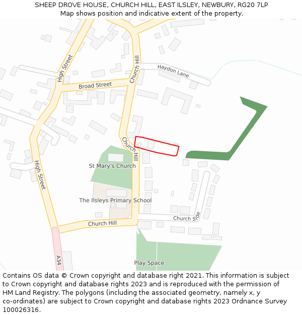 SHEEP DROVE HOUSE, CHURCH HILL, EAST ILSLEY, NEWBURY, RG20 7LP: Location map and indicative extent of plot