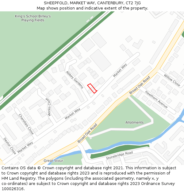 SHEEPFOLD, MARKET WAY, CANTERBURY, CT2 7JG: Location map and indicative extent of plot