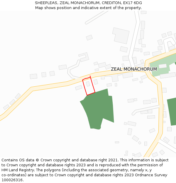 SHEEPLEAS, ZEAL MONACHORUM, CREDITON, EX17 6DG: Location map and indicative extent of plot