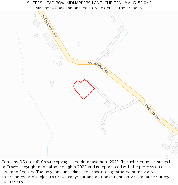 SHEEPS HEAD ROW, KIDNAPPERS LANE, CHELTENHAM, GL53 0NR: Location map and indicative extent of plot