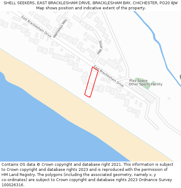 SHELL SEEKERS, EAST BRACKLESHAM DRIVE, BRACKLESHAM BAY, CHICHESTER, PO20 8JW: Location map and indicative extent of plot