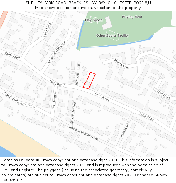 SHELLEY, FARM ROAD, BRACKLESHAM BAY, CHICHESTER, PO20 8JU: Location map and indicative extent of plot