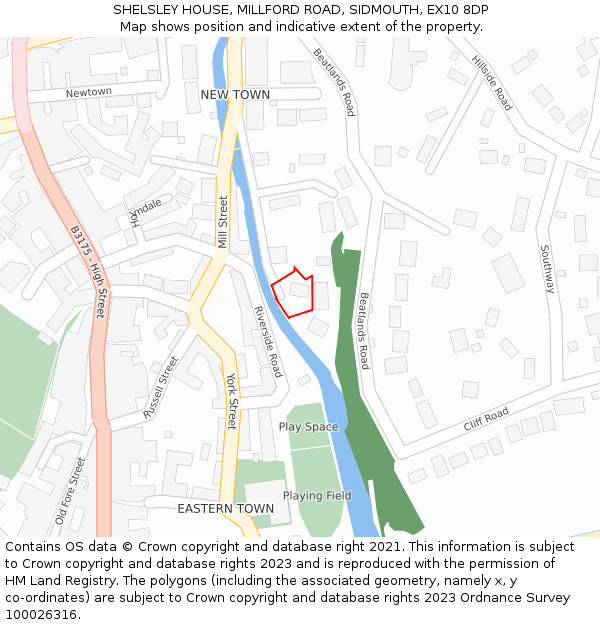 SHELSLEY HOUSE, MILLFORD ROAD, SIDMOUTH, EX10 8DP: Location map and indicative extent of plot