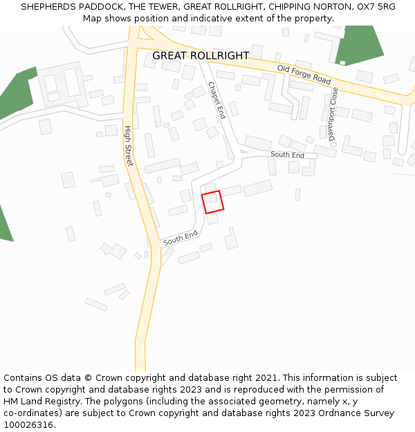 SHEPHERDS PADDOCK, THE TEWER, GREAT ROLLRIGHT, CHIPPING NORTON, OX7 5RG: Location map and indicative extent of plot