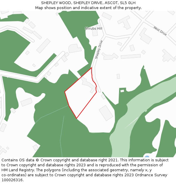 SHEPLEY WOOD, SHEPLEY DRIVE, ASCOT, SL5 0LH: Location map and indicative extent of plot