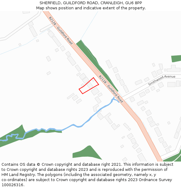 SHERFIELD, GUILDFORD ROAD, CRANLEIGH, GU6 8PP: Location map and indicative extent of plot