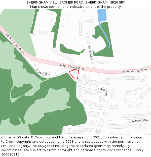 SHERINGHAM VIEW, CROMER ROAD, SHERINGHAM, NR26 8RX: Location map and indicative extent of plot