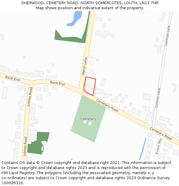 SHERWOOD, CEMETERY ROAD, NORTH SOMERCOTES, LOUTH, LN11 7NR: Location map and indicative extent of plot