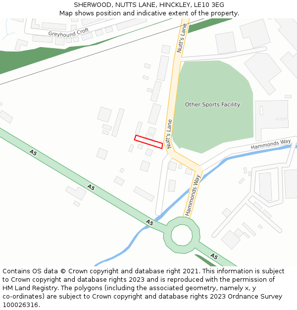 SHERWOOD, NUTTS LANE, HINCKLEY, LE10 3EG: Location map and indicative extent of plot