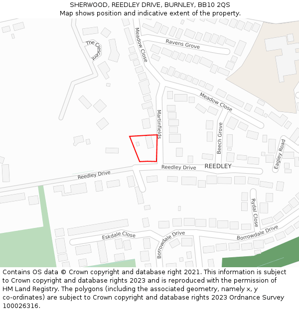 SHERWOOD, REEDLEY DRIVE, BURNLEY, BB10 2QS: Location map and indicative extent of plot