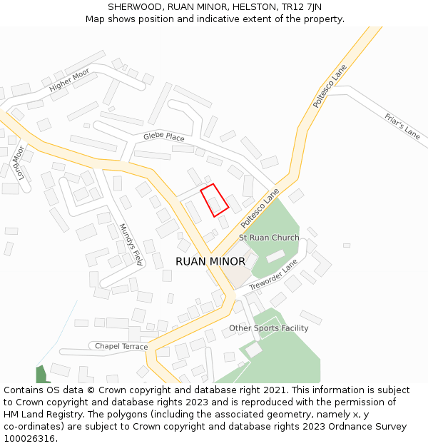 SHERWOOD, RUAN MINOR, HELSTON, TR12 7JN: Location map and indicative extent of plot