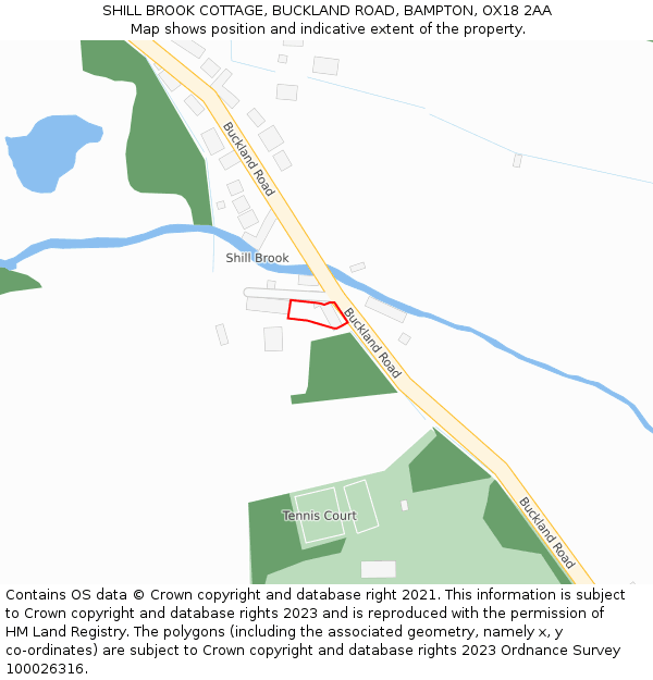 SHILL BROOK COTTAGE, BUCKLAND ROAD, BAMPTON, OX18 2AA: Location map and indicative extent of plot