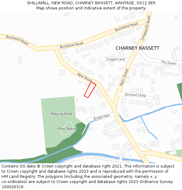 SHILLAMILL, NEW ROAD, CHARNEY BASSETT, WANTAGE, OX12 0ER: Location map and indicative extent of plot