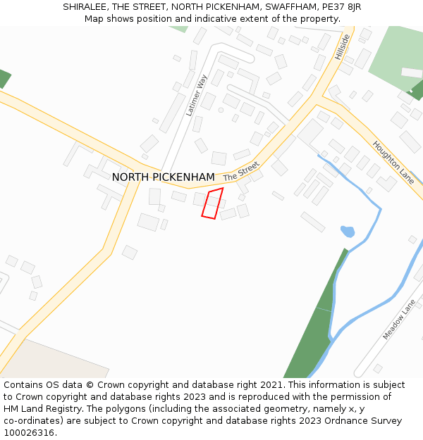 SHIRALEE, THE STREET, NORTH PICKENHAM, SWAFFHAM, PE37 8JR: Location map and indicative extent of plot