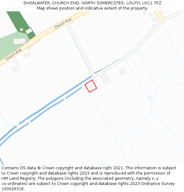 SHOALWATER, CHURCH END, NORTH SOMERCOTES, LOUTH, LN11 7PZ: Location map and indicative extent of plot