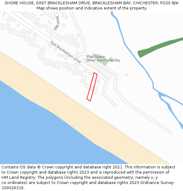 SHORE HOUSE, EAST BRACKLESHAM DRIVE, BRACKLESHAM BAY, CHICHESTER, PO20 8JW: Location map and indicative extent of plot