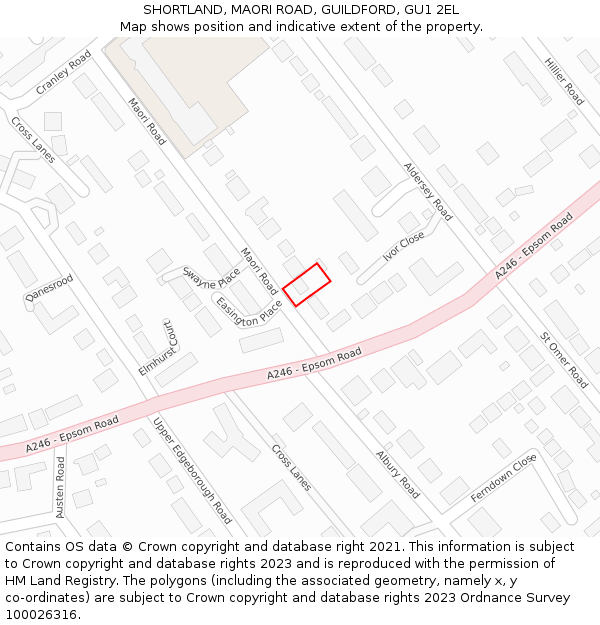 SHORTLAND, MAORI ROAD, GUILDFORD, GU1 2EL: Location map and indicative extent of plot