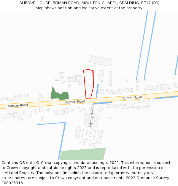 SHROVE HOUSE, ROMAN ROAD, MOULTON CHAPEL, SPALDING, PE12 0XQ: Location map and indicative extent of plot