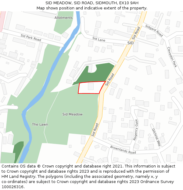SID MEADOW, SID ROAD, SIDMOUTH, EX10 9AH: Location map and indicative extent of plot