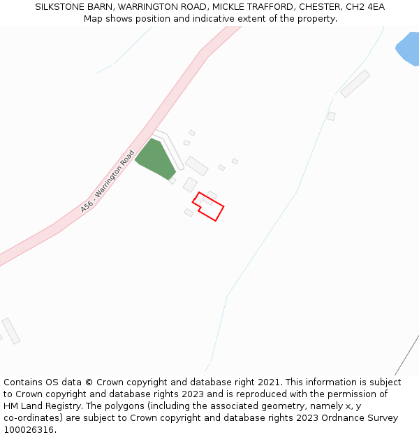 SILKSTONE BARN, WARRINGTON ROAD, MICKLE TRAFFORD, CHESTER, CH2 4EA: Location map and indicative extent of plot