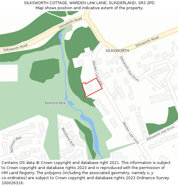 SILKSWORTH COTTAGE, WARDEN LAW LANE, SUNDERLAND, SR3 2PD: Location map and indicative extent of plot