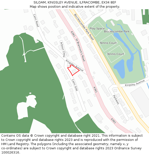 SILOAM, KINGSLEY AVENUE, ILFRACOMBE, EX34 8EF: Location map and indicative extent of plot
