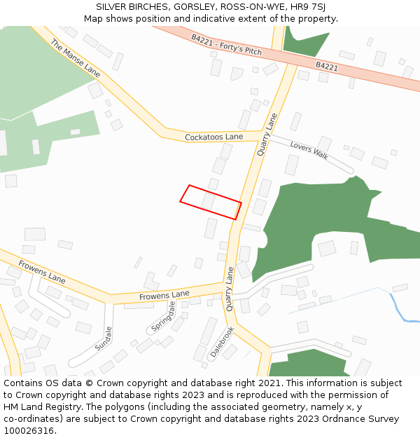SILVER BIRCHES, GORSLEY, ROSS-ON-WYE, HR9 7SJ: Location map and indicative extent of plot