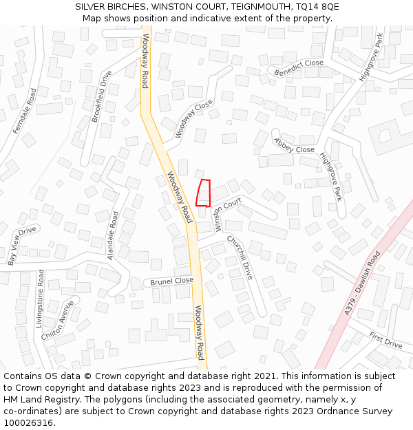 SILVER BIRCHES, WINSTON COURT, TEIGNMOUTH, TQ14 8QE: Location map and indicative extent of plot