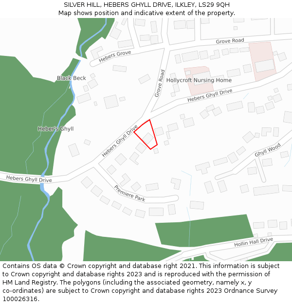 SILVER HILL, HEBERS GHYLL DRIVE, ILKLEY, LS29 9QH: Location map and indicative extent of plot