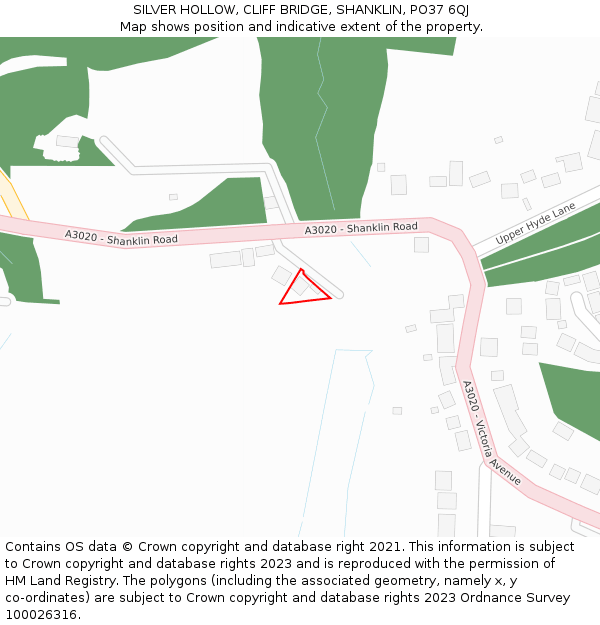 SILVER HOLLOW, CLIFF BRIDGE, SHANKLIN, PO37 6QJ: Location map and indicative extent of plot