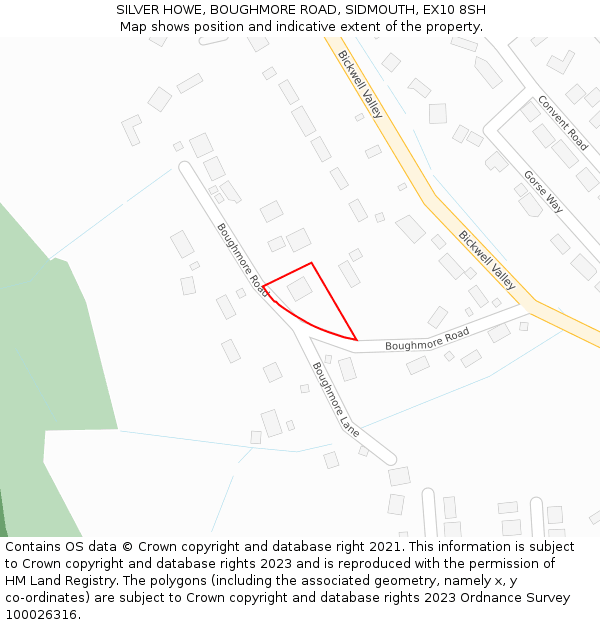 SILVER HOWE, BOUGHMORE ROAD, SIDMOUTH, EX10 8SH: Location map and indicative extent of plot