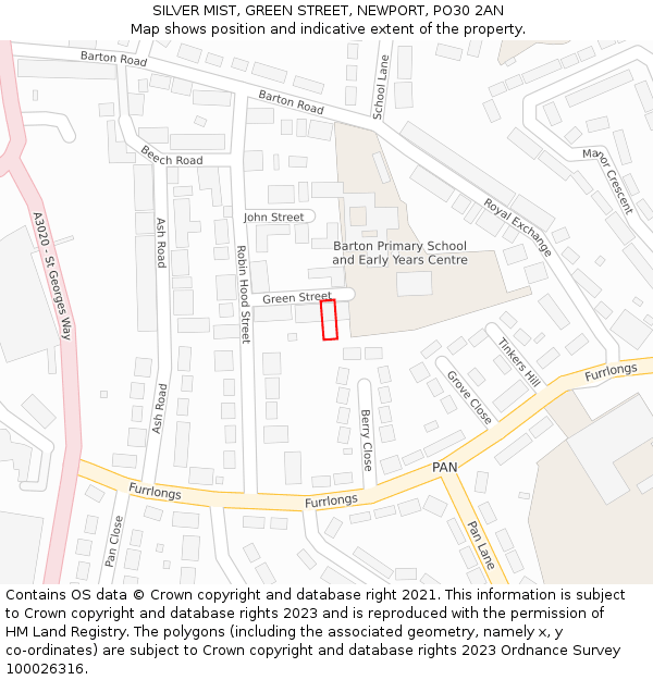 SILVER MIST, GREEN STREET, NEWPORT, PO30 2AN: Location map and indicative extent of plot