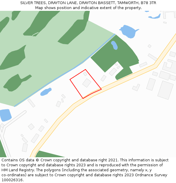 SILVER TREES, DRAYTON LANE, DRAYTON BASSETT, TAMWORTH, B78 3TR: Location map and indicative extent of plot