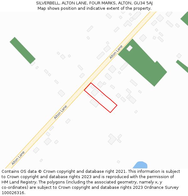 SILVERBELL, ALTON LANE, FOUR MARKS, ALTON, GU34 5AJ: Location map and indicative extent of plot