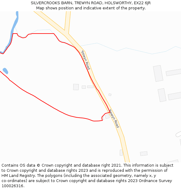SILVERCROOKS BARN, TREWYN ROAD, HOLSWORTHY, EX22 6JR: Location map and indicative extent of plot