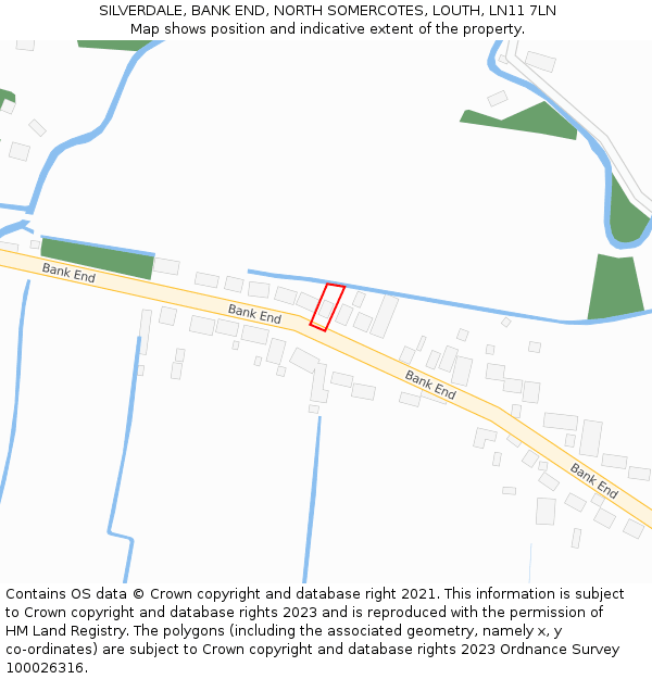 SILVERDALE, BANK END, NORTH SOMERCOTES, LOUTH, LN11 7LN: Location map and indicative extent of plot
