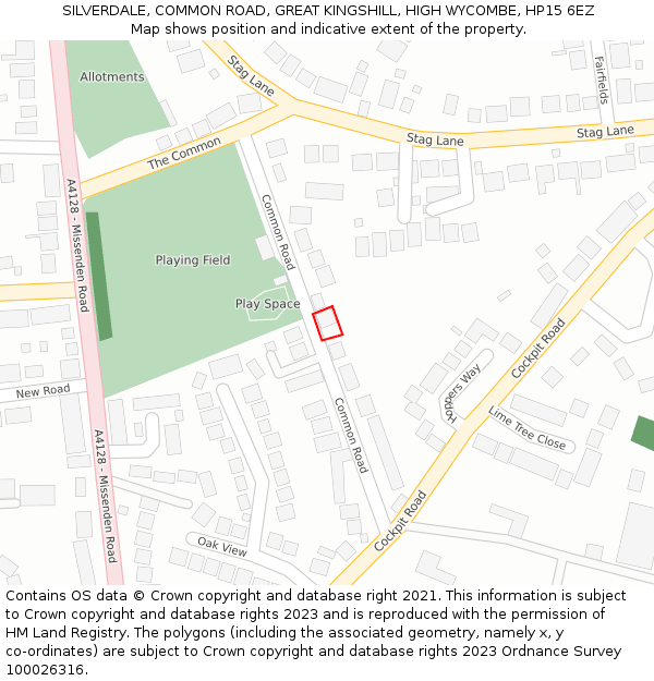 SILVERDALE, COMMON ROAD, GREAT KINGSHILL, HIGH WYCOMBE, HP15 6EZ: Location map and indicative extent of plot