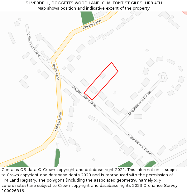 SILVERDELL, DOGGETTS WOOD LANE, CHALFONT ST GILES, HP8 4TH: Location map and indicative extent of plot