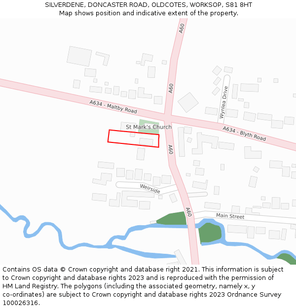 SILVERDENE, DONCASTER ROAD, OLDCOTES, WORKSOP, S81 8HT: Location map and indicative extent of plot