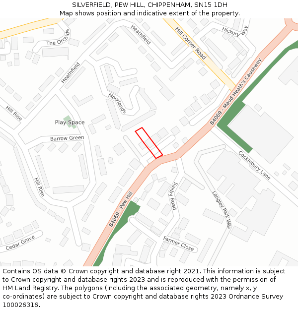 SILVERFIELD, PEW HILL, CHIPPENHAM, SN15 1DH: Location map and indicative extent of plot