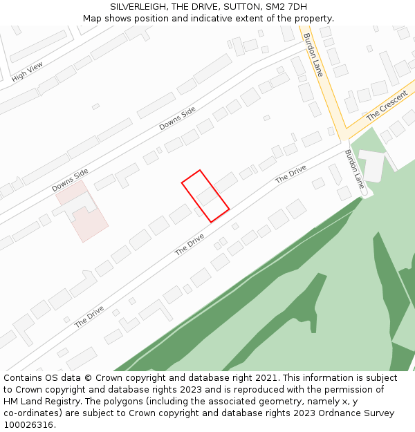 SILVERLEIGH, THE DRIVE, SUTTON, SM2 7DH: Location map and indicative extent of plot