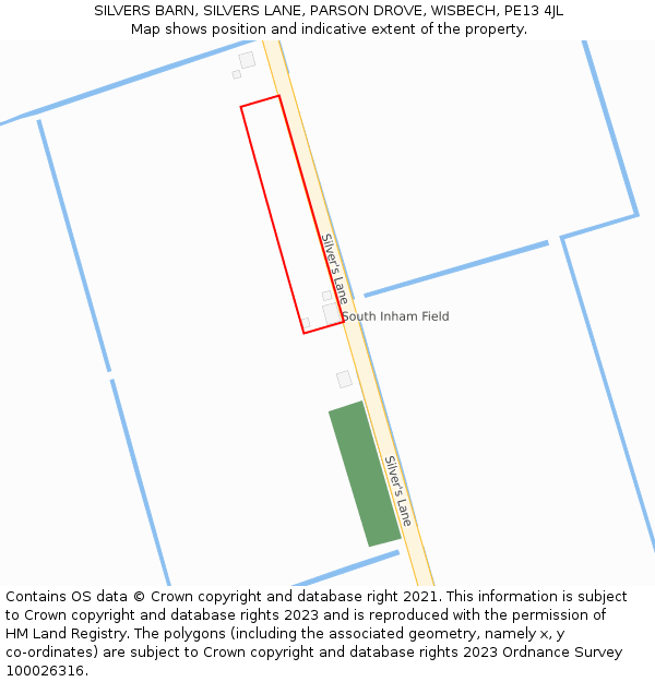 SILVERS BARN, SILVERS LANE, PARSON DROVE, WISBECH, PE13 4JL: Location map and indicative extent of plot