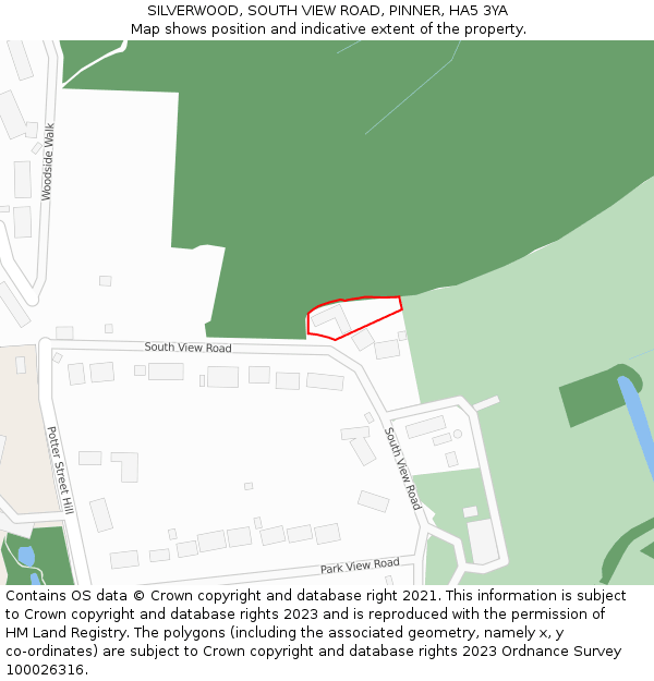 SILVERWOOD, SOUTH VIEW ROAD, PINNER, HA5 3YA: Location map and indicative extent of plot