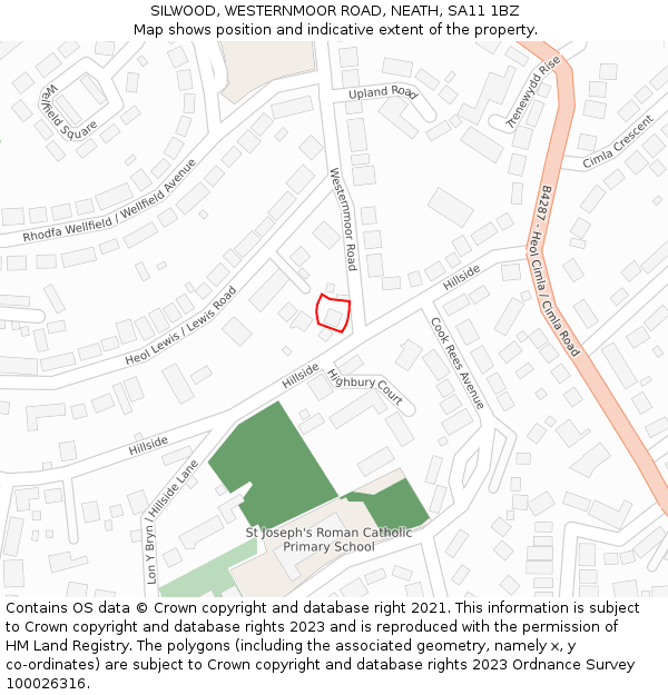 SILWOOD, WESTERNMOOR ROAD, NEATH, SA11 1BZ: Location map and indicative extent of plot