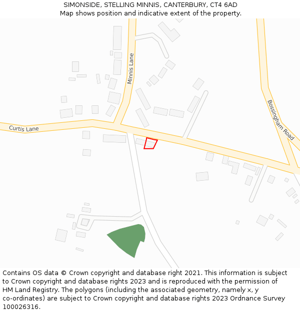 SIMONSIDE, STELLING MINNIS, CANTERBURY, CT4 6AD: Location map and indicative extent of plot